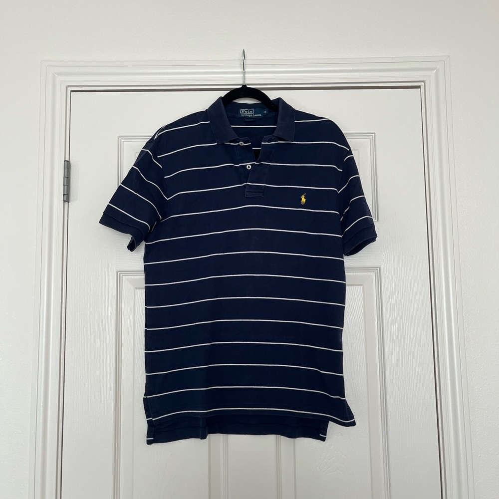 Men's Navy and White Polo Size Small